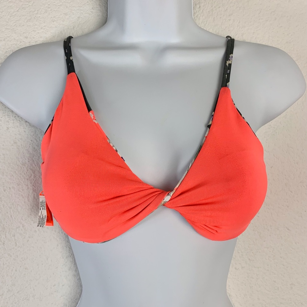 Maaji Bouquet Twister Orange Floral Reversible Bralette Bikini Top Sz S - Picture 13 of 14